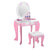 HOMCOM Girls Dressing Table w/ Mirror & Stool, Kids Dressing Table, Unicorn Pretend Play Toy for Toddles Age 3-6 Years, Acrylic Mirror, Pink & White