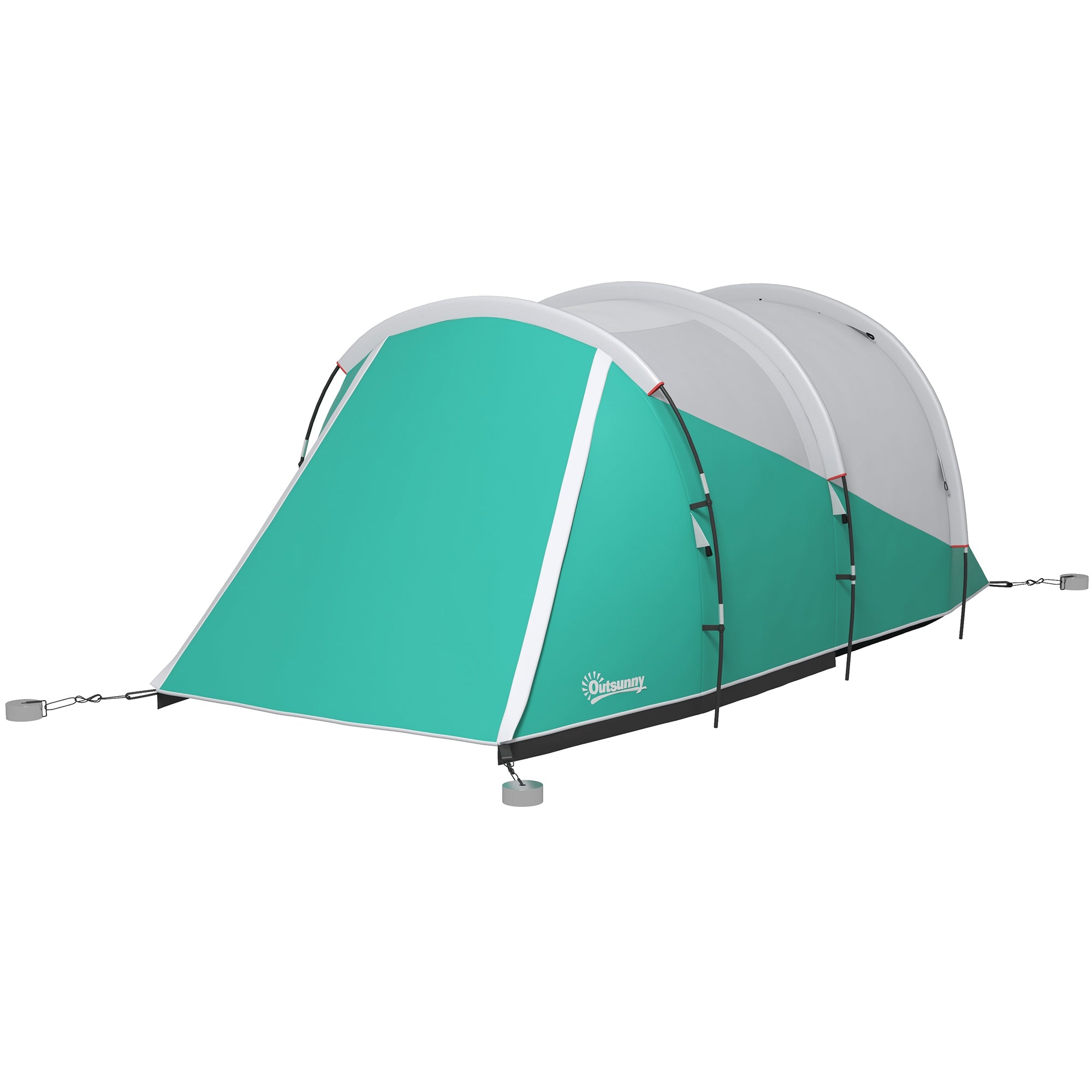 Outsunny 2 Room Camping Tent for 4-5 Man, 3000mm Waterproof Family Tent with Carry Bag, for Fishing Hiking Festival, Green