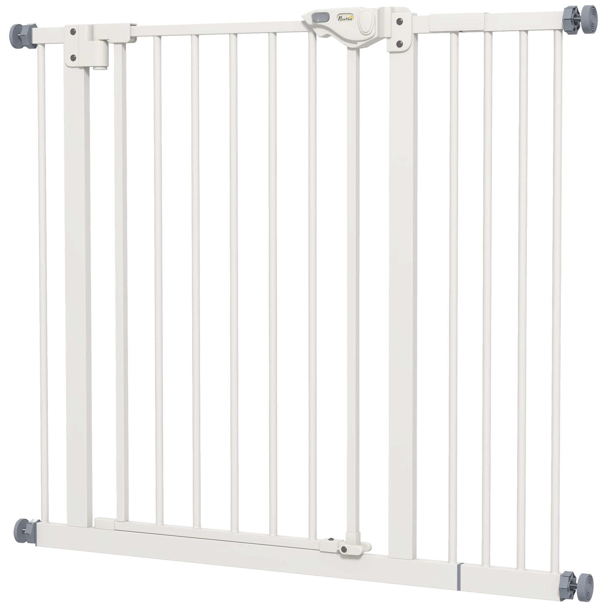 PawHut Flexible Pet Gate: Adjustable Metal Barrier for Dogs, 74-94cm Width, Secure Fit, White