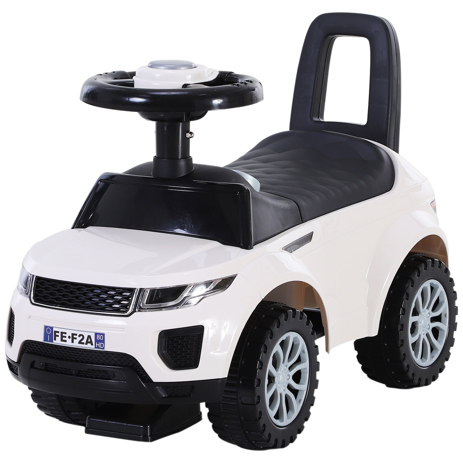 HOMCOM 3-in-1 Ride On Car for Toddlers, Foot to Floor Slider with Horn, Steering Wheel and Under Seat Storage, White