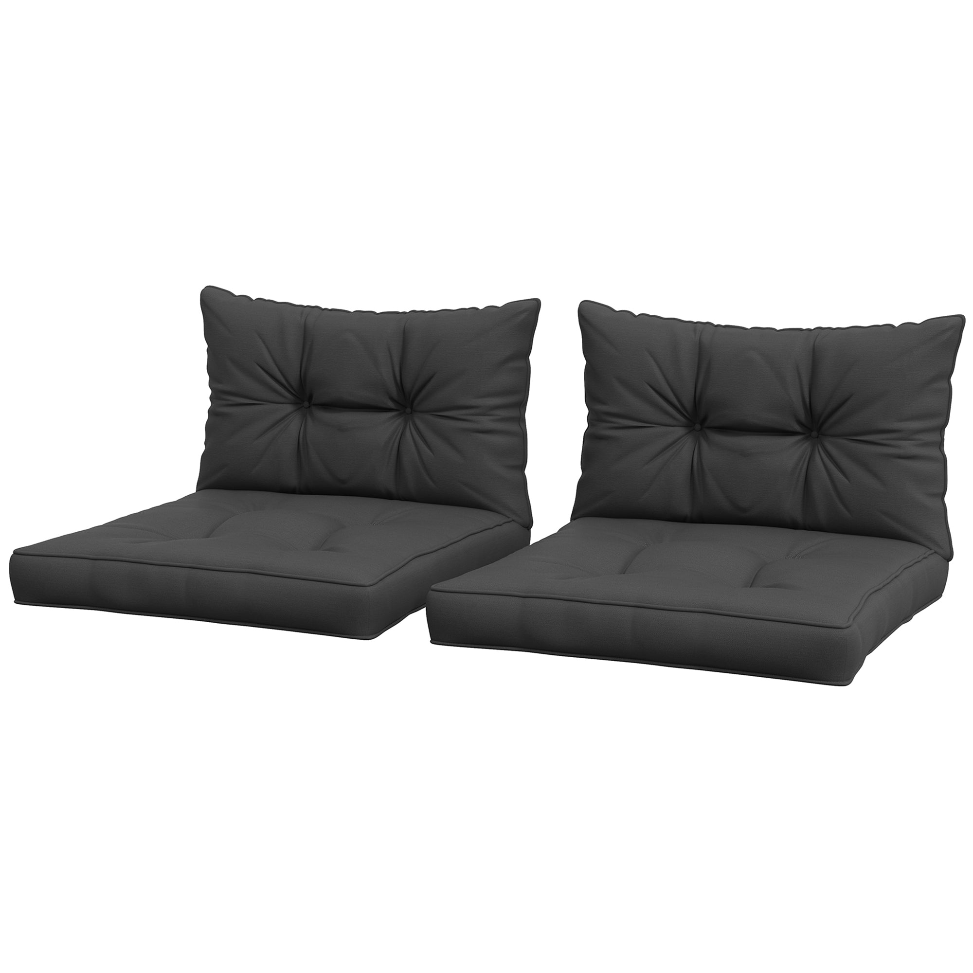 Outsunny Patio Chair Cushion Refresh: 4-Piece Indoor/Outdoor Seat & Back Pads, Charcoal Grey Hues