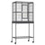 PawHut Avian Abode: Wheeled Metal Cage for Canaries & Parakeets, Wooden Perch, Feeder Tray, Jet Black