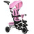 HOMCOM 7-in-1 Tricycle for Kids, Baby Trike with Rotatable Seat, Adjustable Push Handle Safety Harness Detachable Canopy Semi-reclining Footrest Pink