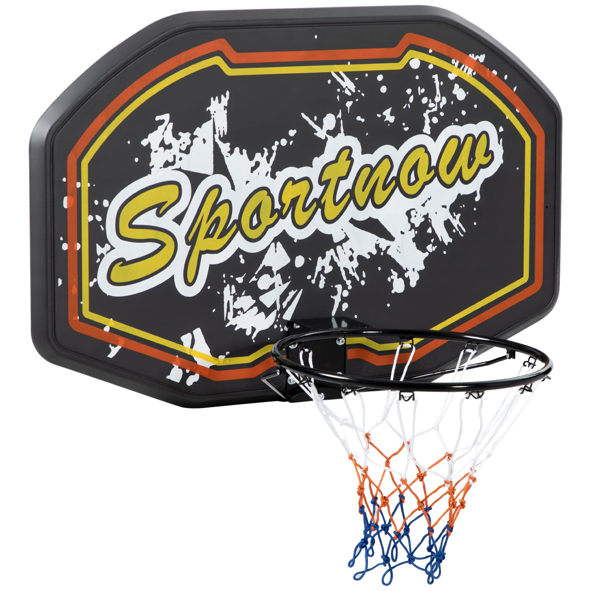 SPORTNOW Wall Mounted Basketball Hoop, Mini Basketball Hoop and Backboard for Kids and Adults, Outdoors and Indoors Door & Wall Use, Red and Yellow