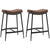 HOMCOM Breakfast Bar Stools Set of 2, Microfibre Upholstered Barstools, Industrial Bar Chairs with Curved Seat and Steel Frame