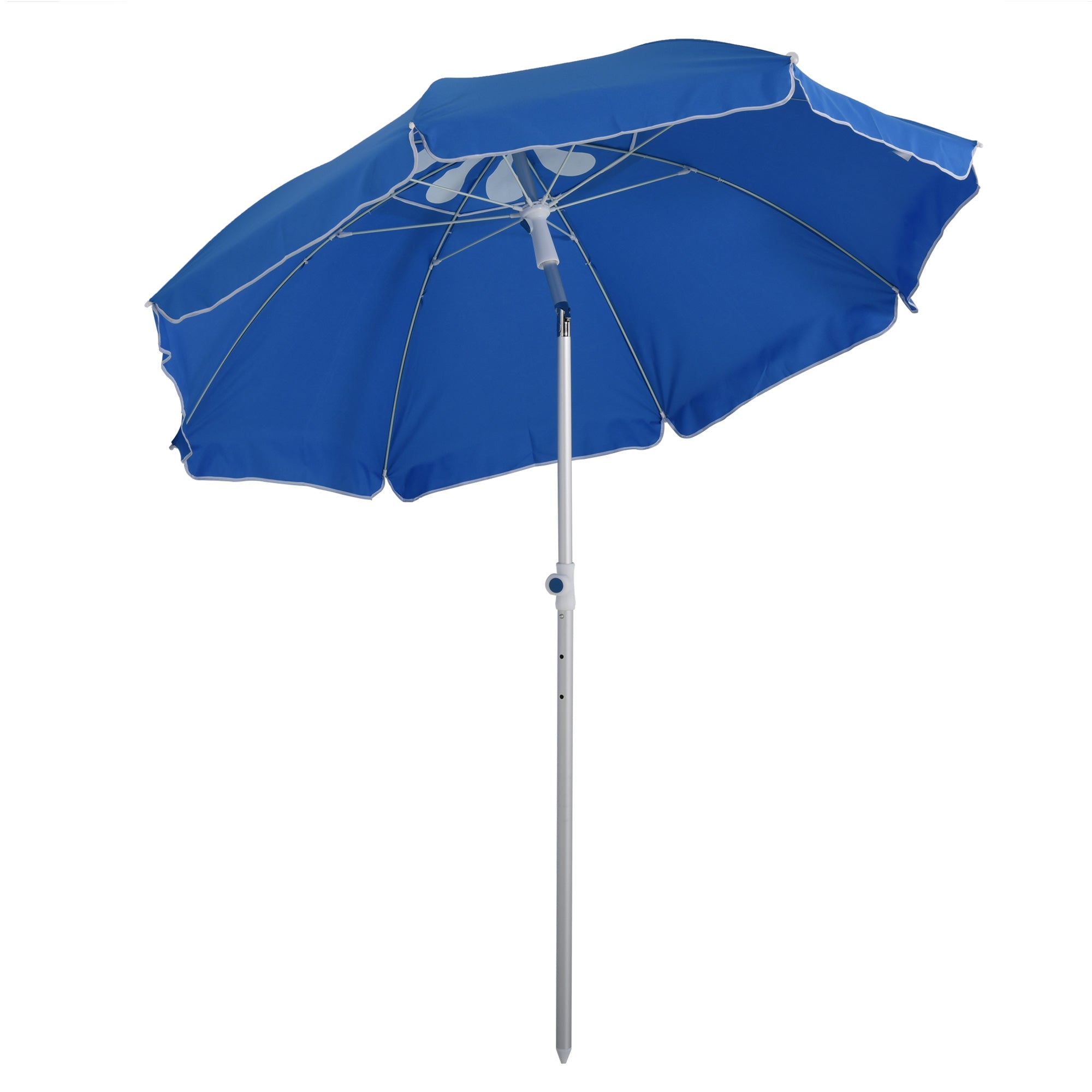 Outsunny Beach Umbrella with Adjustable Tilt, 1.9m Arc, Pointed Design, Carry Bag for Outdoor Patio, Blue