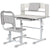 ZONEKIZ Height Adjustable Kids Study Table and Chair Set, with Drawer, Storage Shelf, 80 x 54.5 x 104 cm, Grey