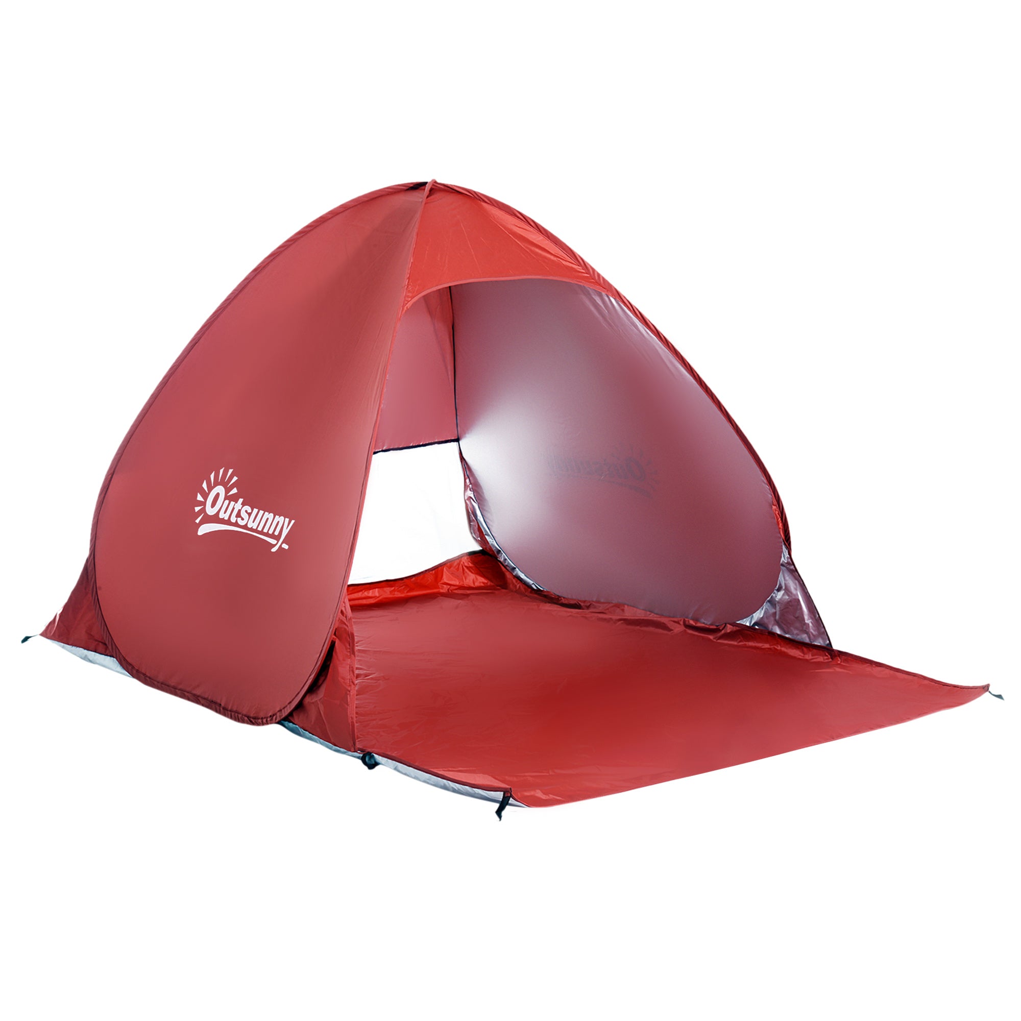 Outsunny Pop-Up Beach Haven: Portable Sun Shelter for 2-3, UV Protection, Lightweight & Easy Setup, Crimson Red