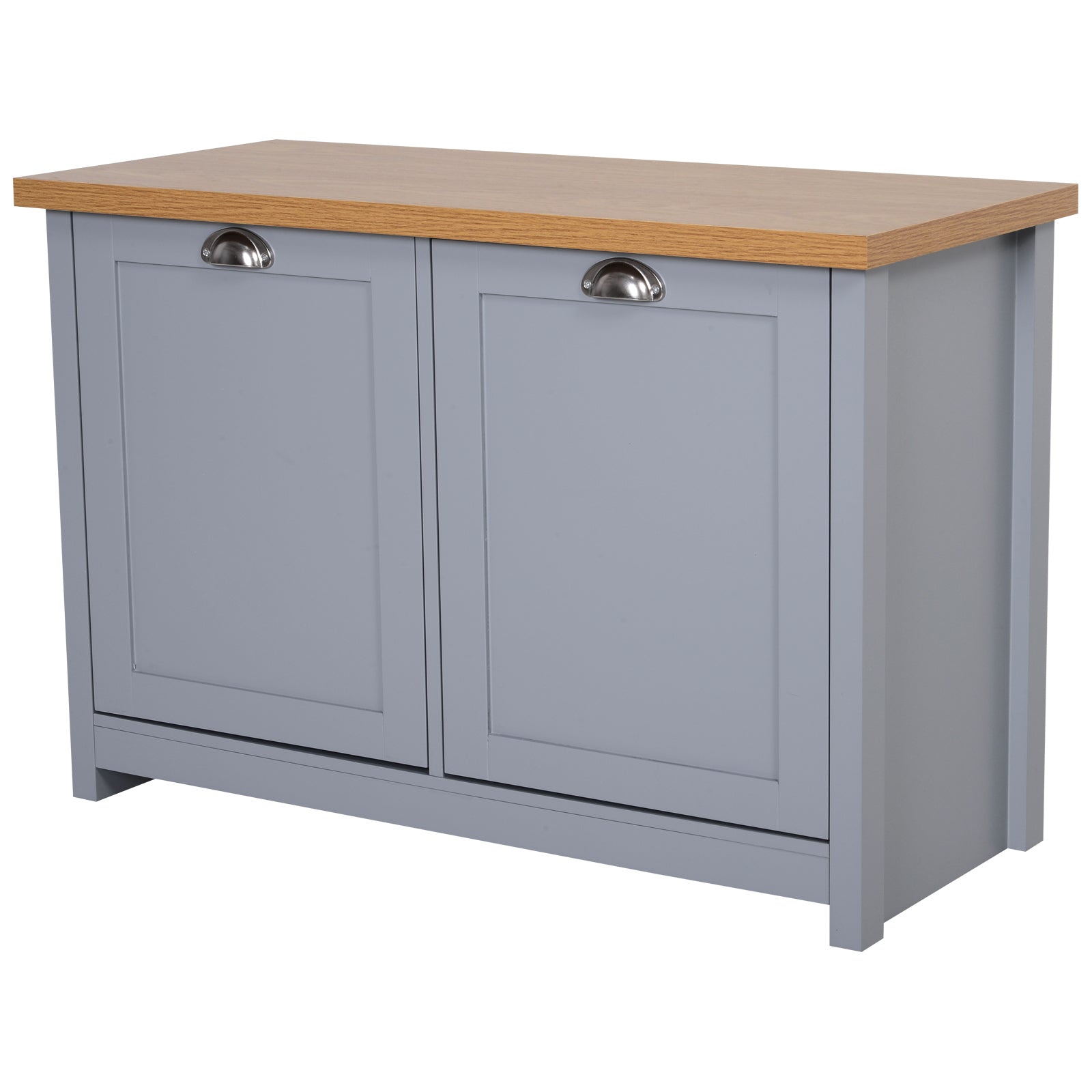 HOMCOM Hallway Shoe Storage: 2-Door Cabinet Organiser Bench with Shelf, Entryway Cupboard, Grey