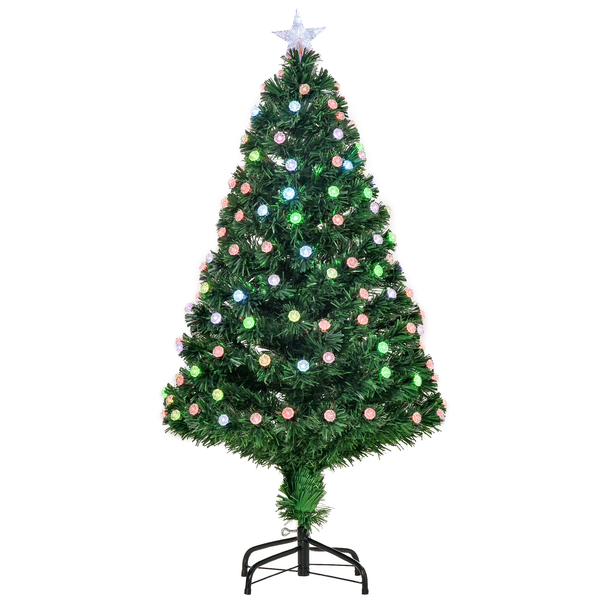 HOMCOM 4FT Prelit Christmas Tree Artificial w/Fibre Optic Decorations LED Light Holiday Home Xmas Decoration-Green