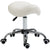 HOMCOM Cosmetic Stool 360° Rotate Height Adjustable Salon Massage Spa Chair Hydraulic Rolling Faux Leather Saddle Stool, Cream