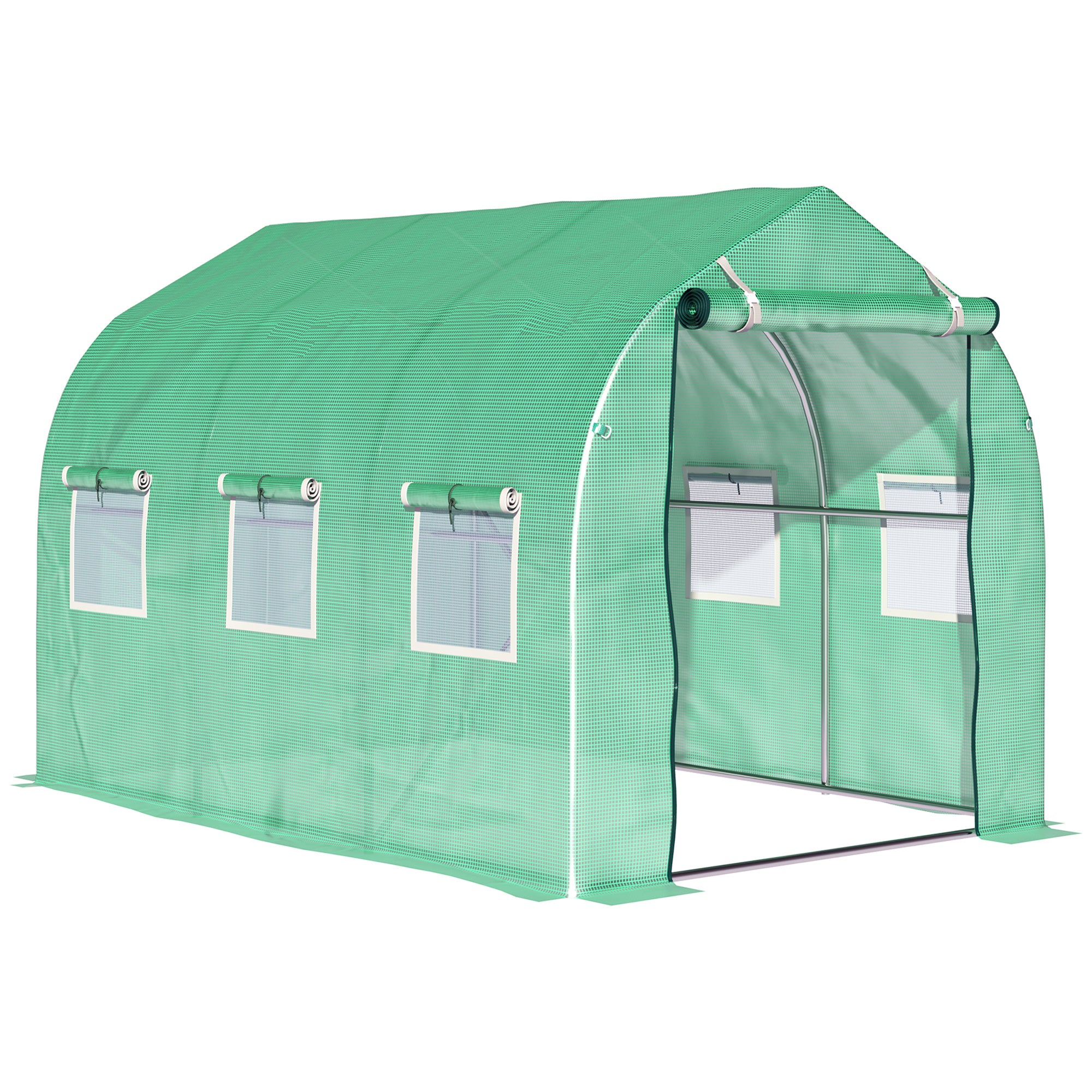 Outsunny Walk in Polytunnel Greenhouse with Windows and Door for Garden, Backyard (3 x 2M)