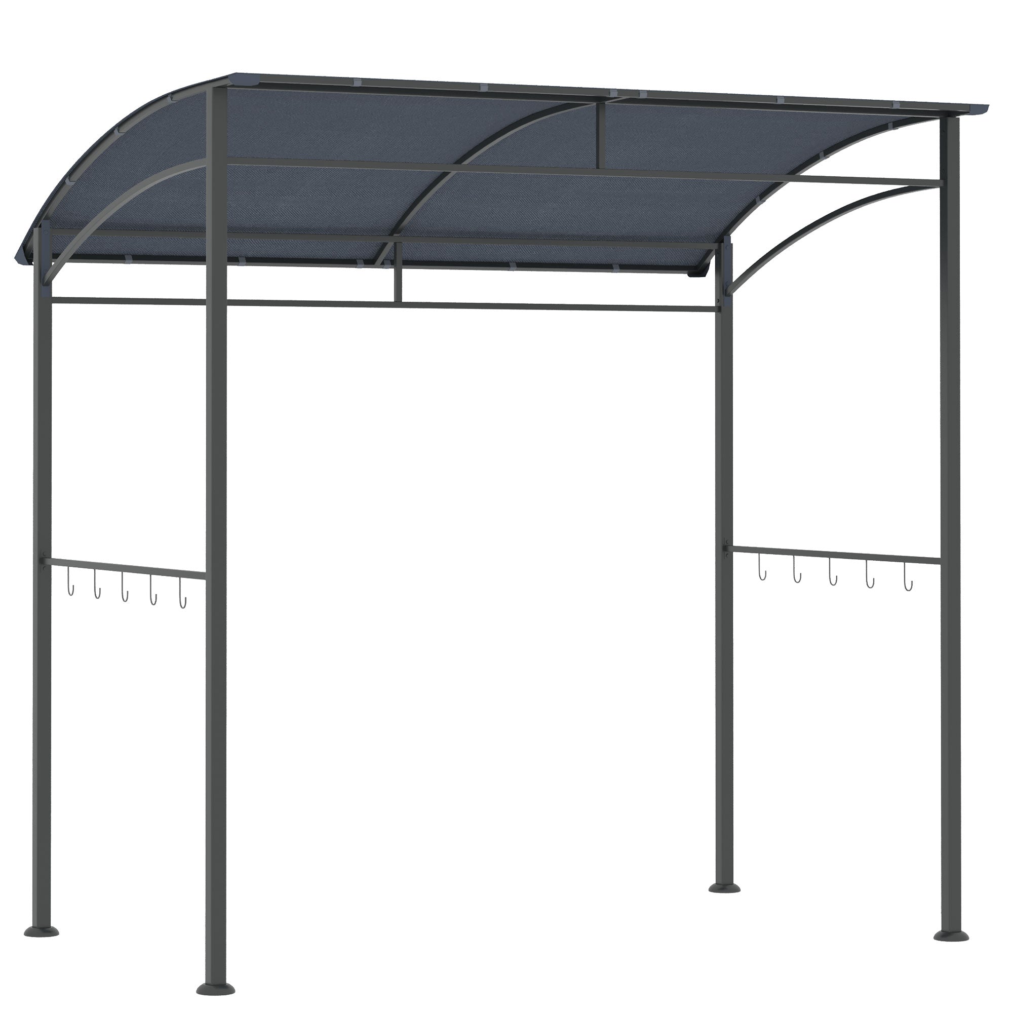 Outsunny 2M (7ft) BBQ Grill Gazebo Tent Garden Grill Metal Frame and Canopy with Hooks Outdoor Sun Shade, Grey