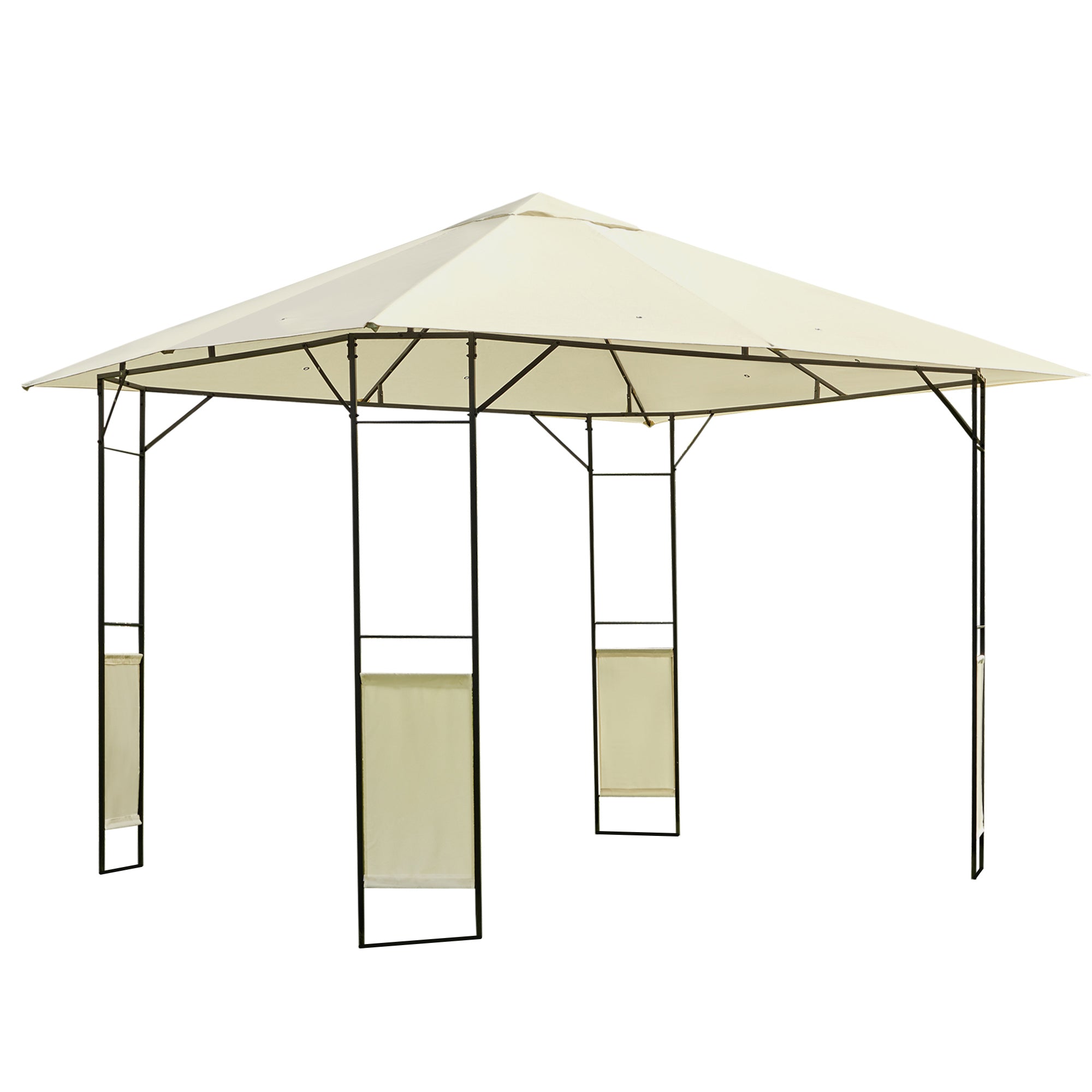 Outsunny 3x3m Garden Gazebo, Metal Frame, Water-resistant PE Canopy, Ideal for Parties & BBQs, Cream