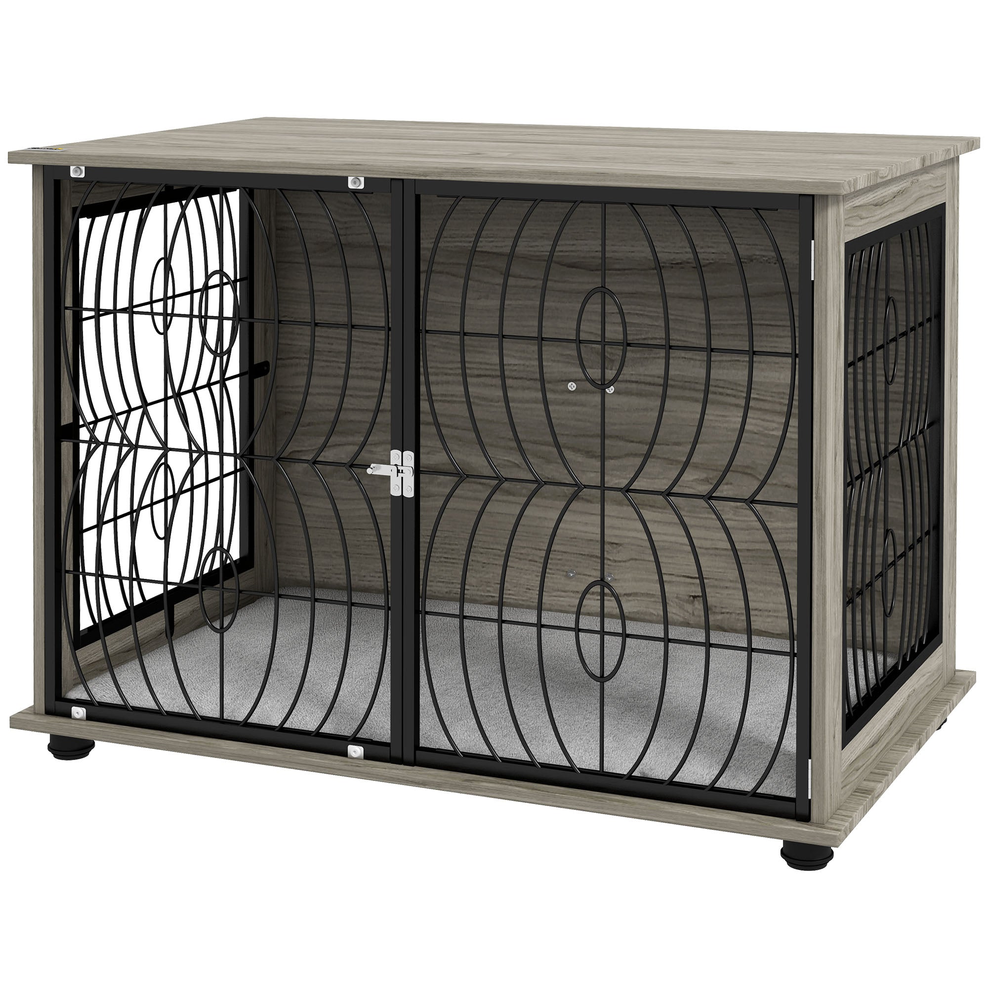 PawHut 37" Indoor Dog Crate Furniture End Table w/ Plush Washable Cushion, Lockable Door, for Large Size Dogs