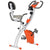 HOMCOM 2-in-1 Upright  Exercise Bike Stationary Foldable Magnetic Recumbent Cycling with Arm Resistance Bands Orange