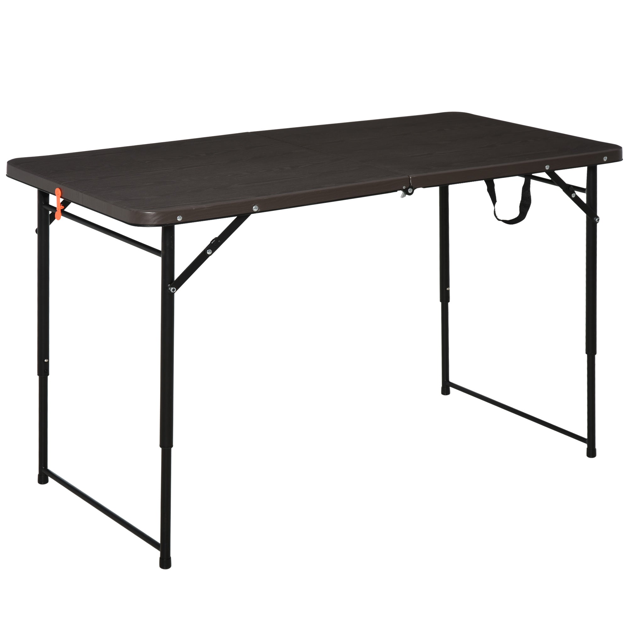 Outsunny 4FT Portable Metal Picnic Table-Black/Brown