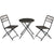 Outsunny Handwoven Rattan Bistro Set: 3-Piece Folding Chairs & Table, Coffee Set for Garden, Balcony & Poolside, Grey