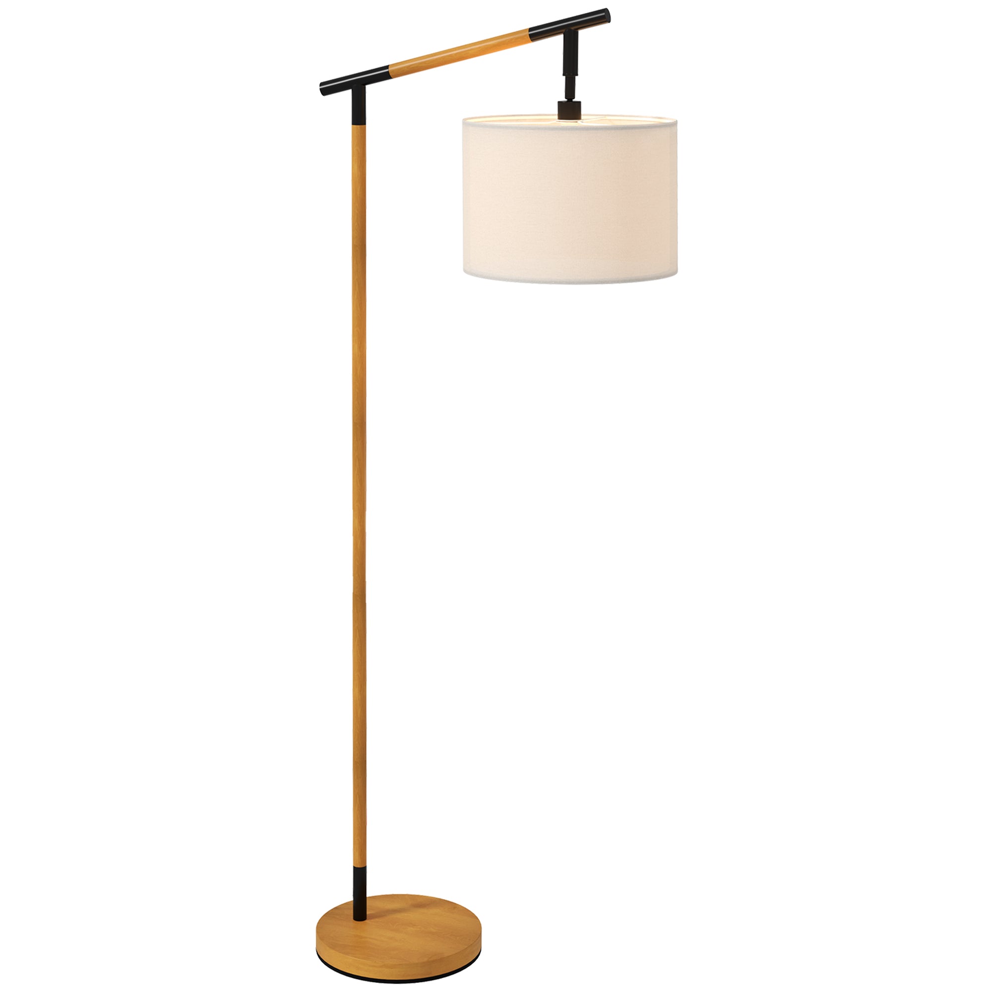 HOMCOM Modern Floor Lamp with 350° Rotating Lampshade, for Living Room and Bedroom, LED Bulb Included, Brown