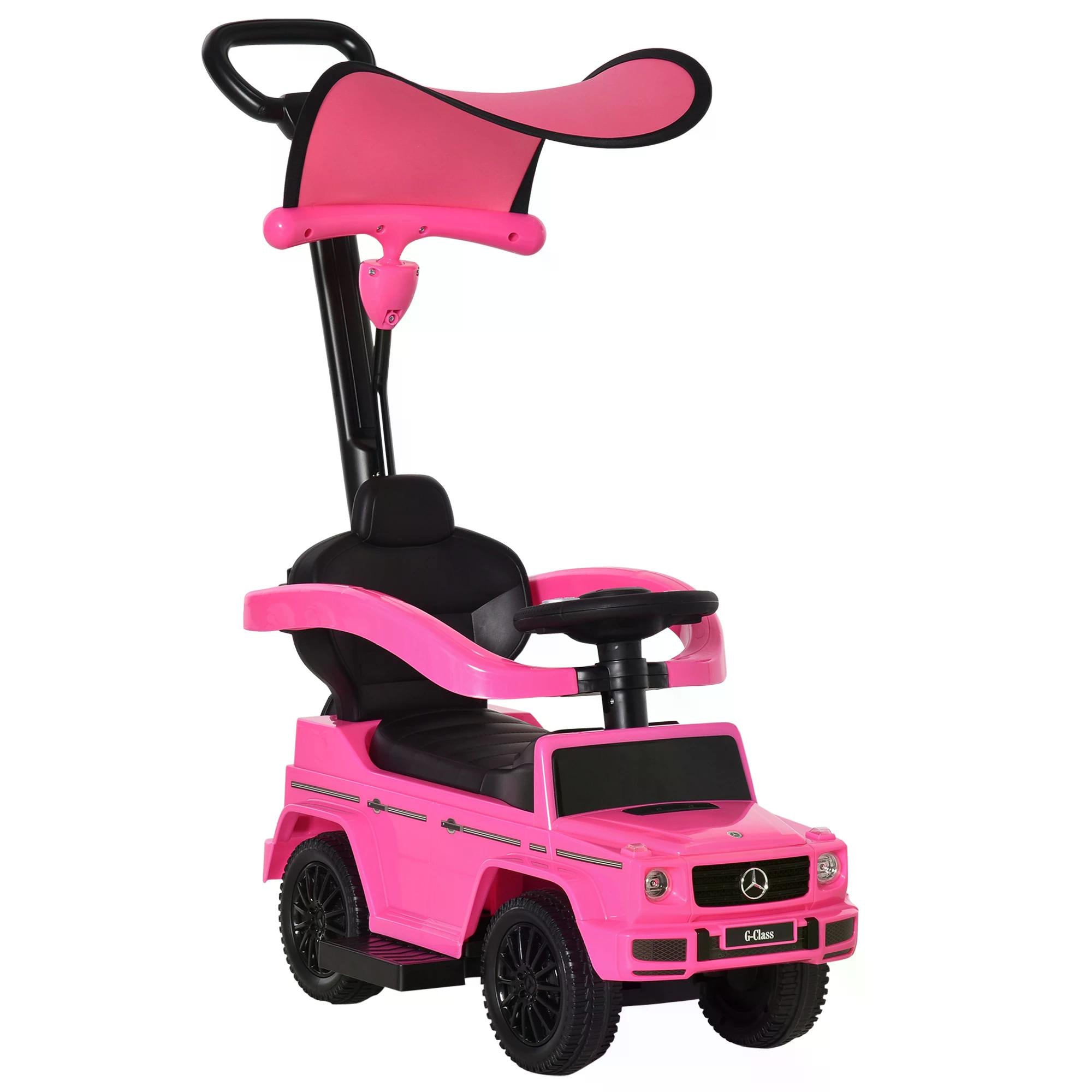 HOMCOM Mercedes-Benz G350 Push Car: Toddler Foot-to-Floor Slider with Steering Wheel, Pink