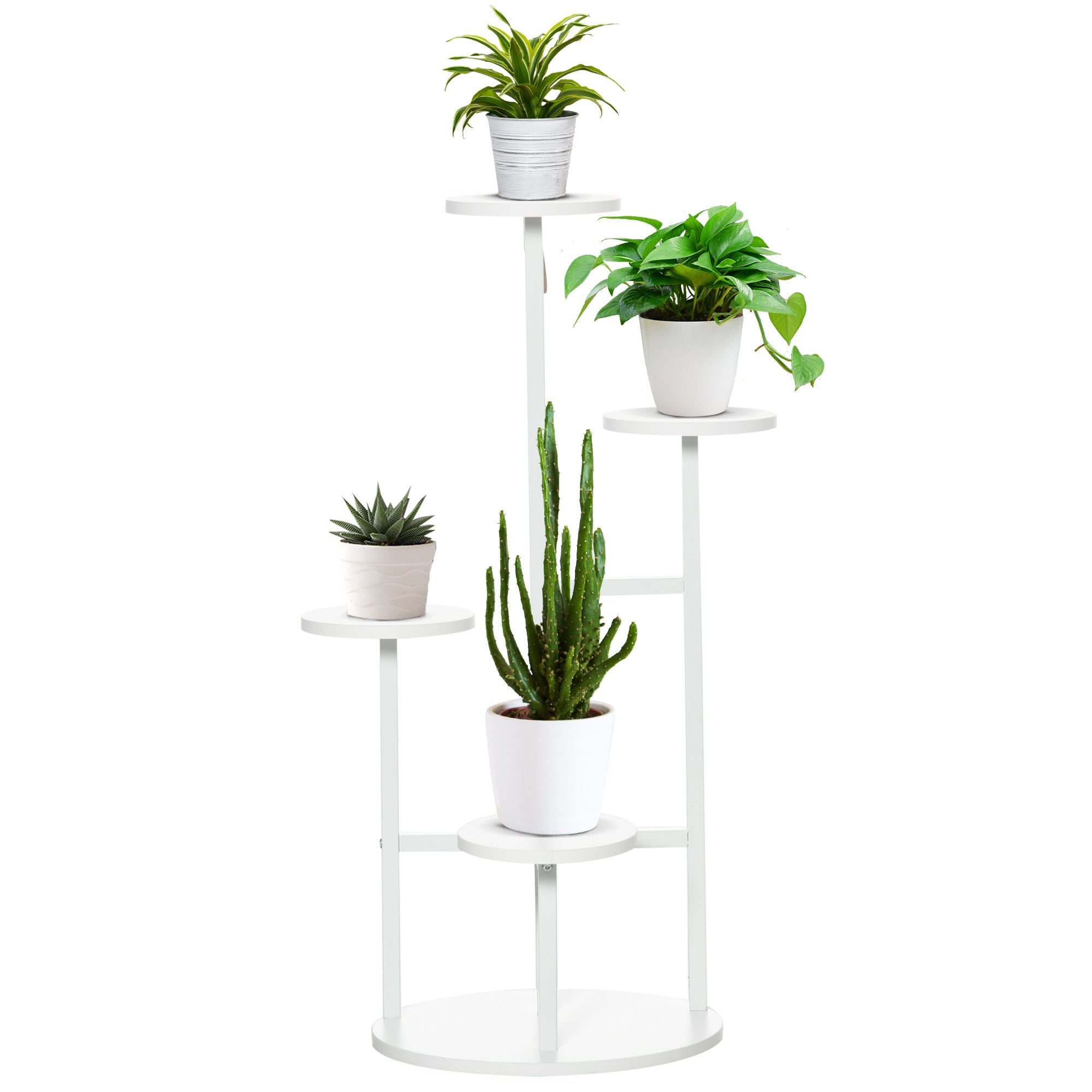 Outsunny 5 Tiered Plant Stand, Corner Plant Shelf, Multiple Flower Pot Holder Storage Organizer w/ Anti-tip Strap for Indoor Outdoor Porch Balcony