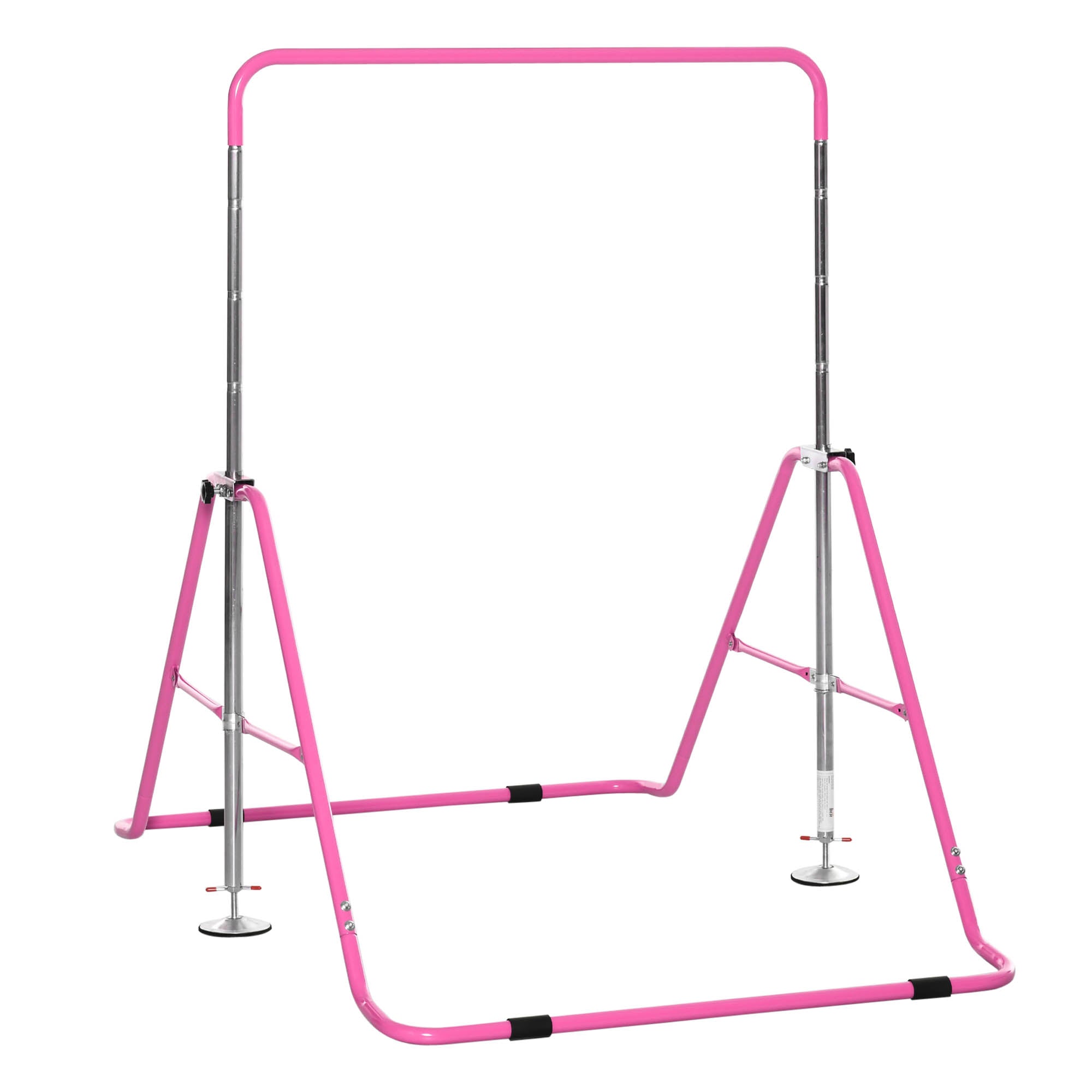 HOMCOM Gymnastics Bar for Little Acrobats: Adjustable Height Horizontal Bar, Sturdy Triangle Base, Home Training, Pastel Pink