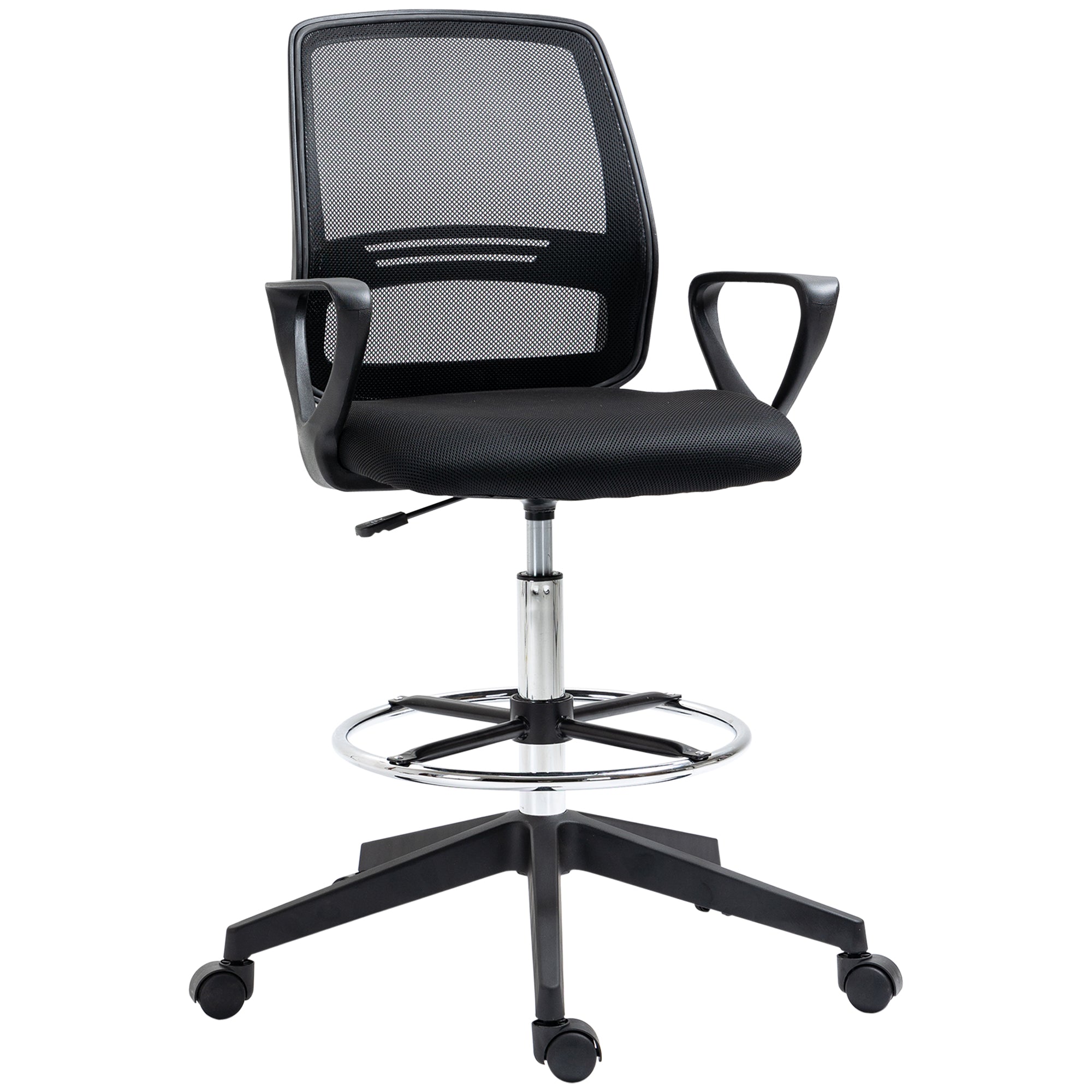 Vinsetto Drafting Chair, Ergonomic Mesh Back with Adjustable Height & Footrest, 360 Swivel