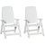 Outsunny Folding Dining Chairs, Set of 2 Plastic Reclining Armchairs with 4-Position Backrest for Indoor & Outdoor, White