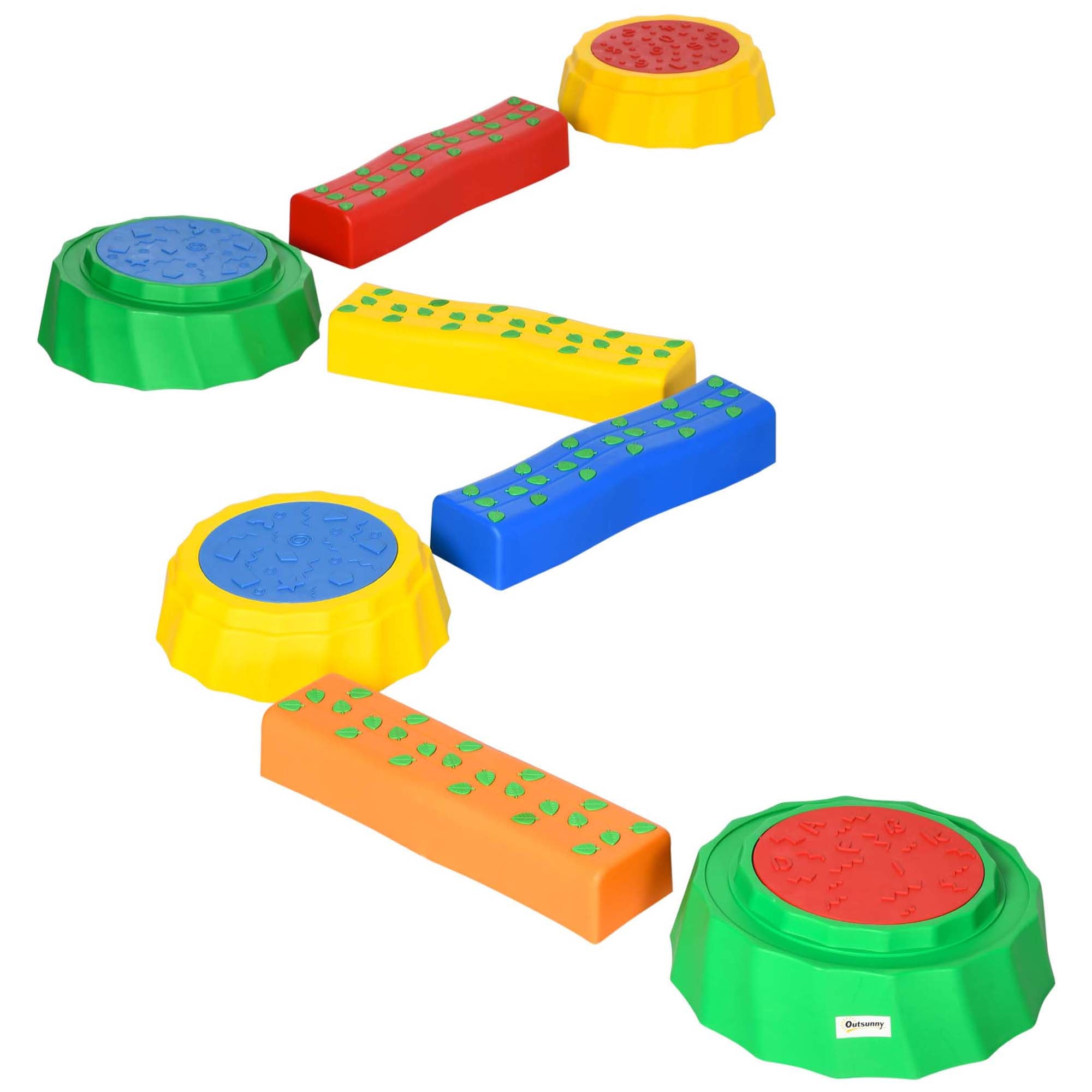 Outsunny Balancing Act: 8-Piece Non-Slip Stepping Stones, Stackable Coordination Training, Multicoloured