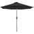 Outsunny Garden Parasol with Solar LED Lights, Tilt Sun Umbrella, Outdoor Patio Shade, 24 LED, Hand Crank, 8 Ribs, 2.7m, Black