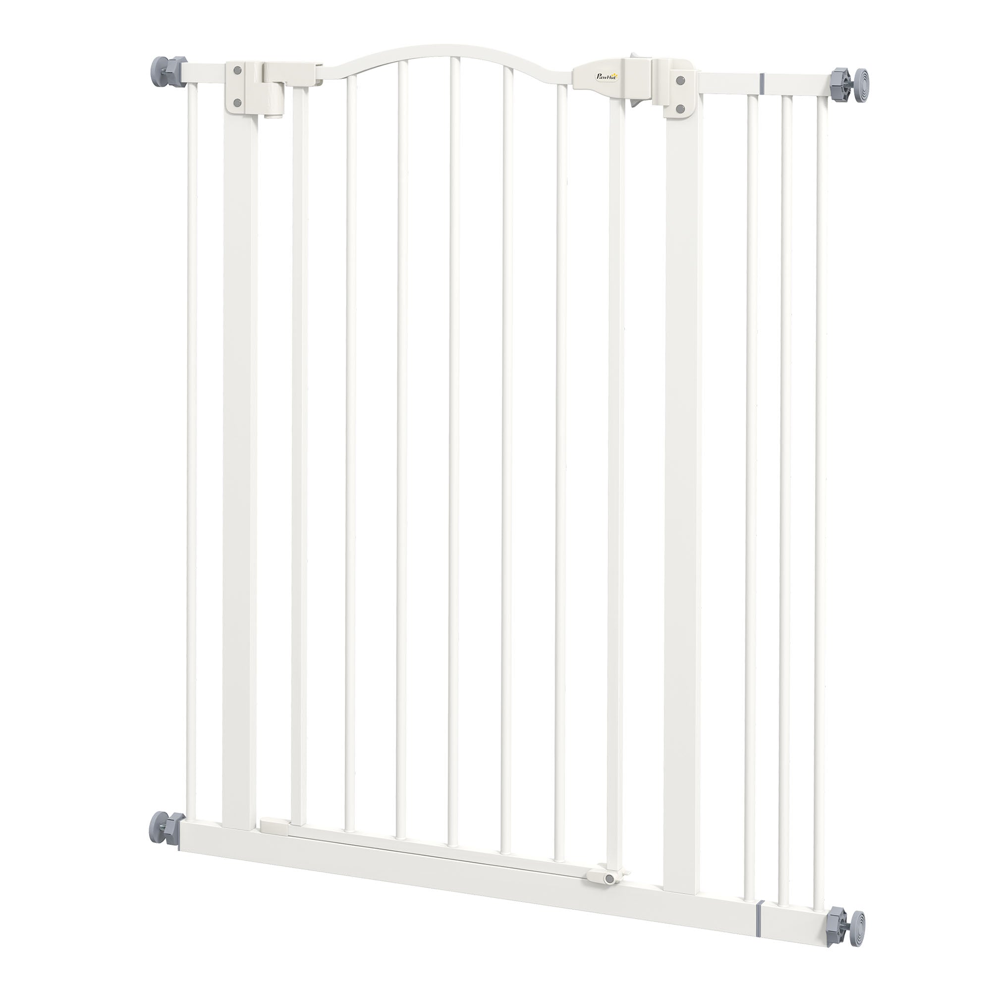 PawHut Adjustable Pet Portal: Metal Safety Gate with Folding Design, 74-87cm Width, Pristine White