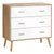 HOMCOM Modern Chest of Drawers, 3-Drawer Bedroom Storage Cabinet, White and Natural Wood Finish