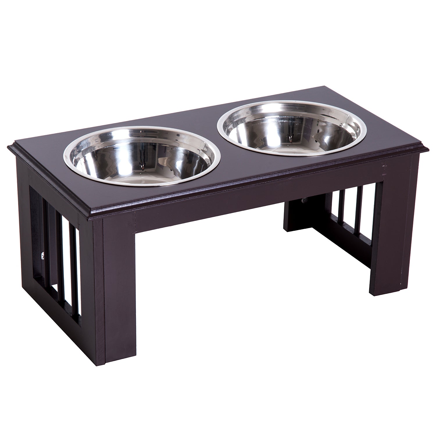 Pawhut Large Stainless Steel Pet Feeder, 58.4Lx30.5Wx25.4H cm, Elevated Design for Comfort, Brown