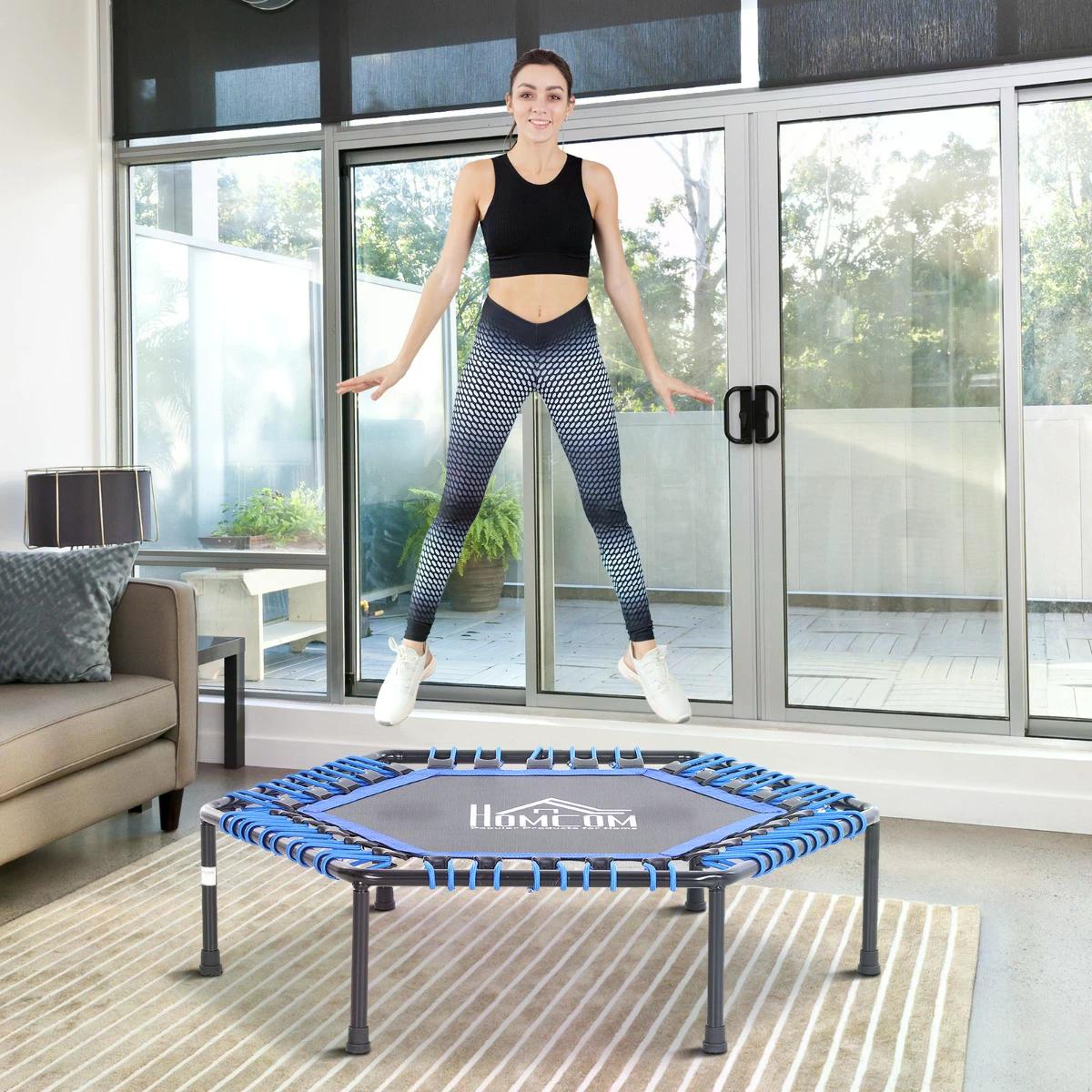 HOMCOM 40" Mini Hexagon Steel Frame Trampoline Blue