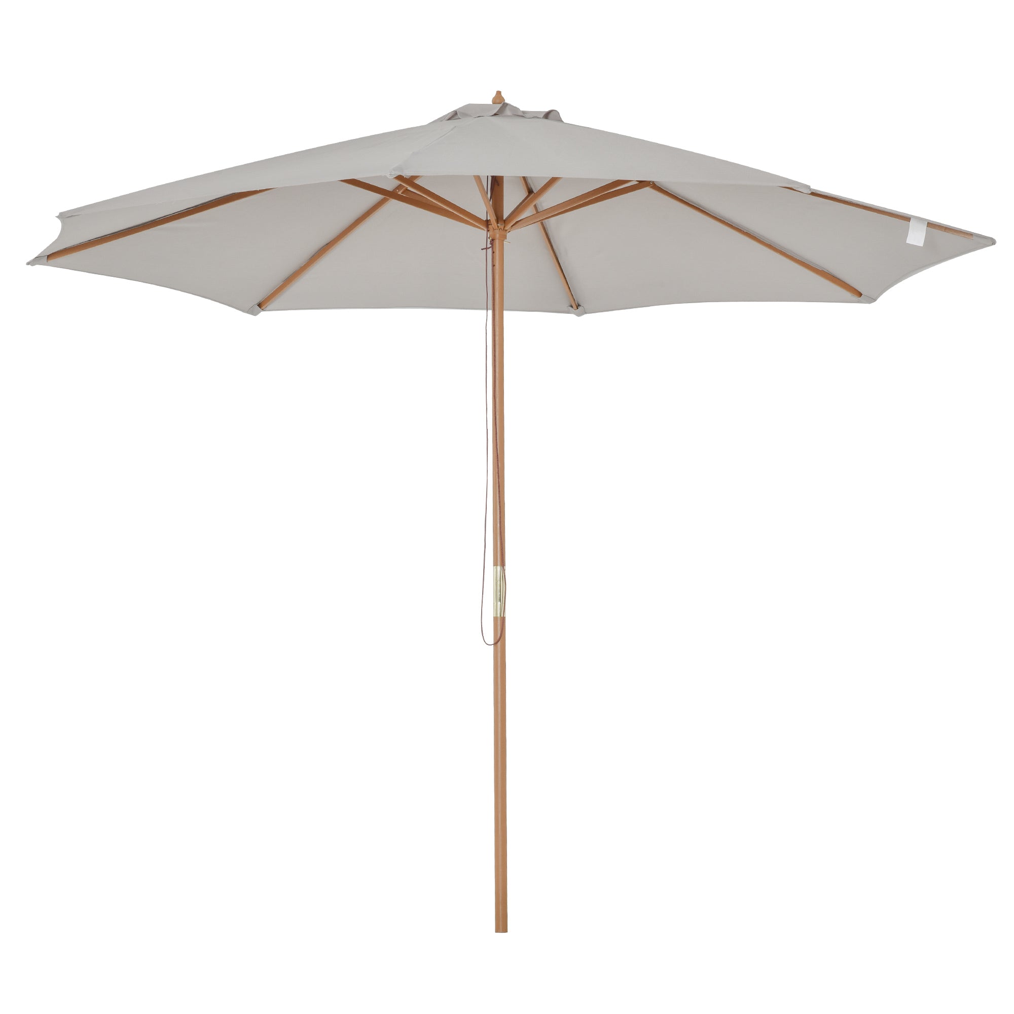 Outsunny 3m Fir Wooden Garden Parasol Bamboo Sun Shade Patio Outdoor Umbrella Canopy, Grey