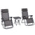 Outsunny 3pcs Folding Zero Gravity Chairs Sun Lounger Table Set w/ Cup Holders Reclining Garden Yard Pool, Dark Grey