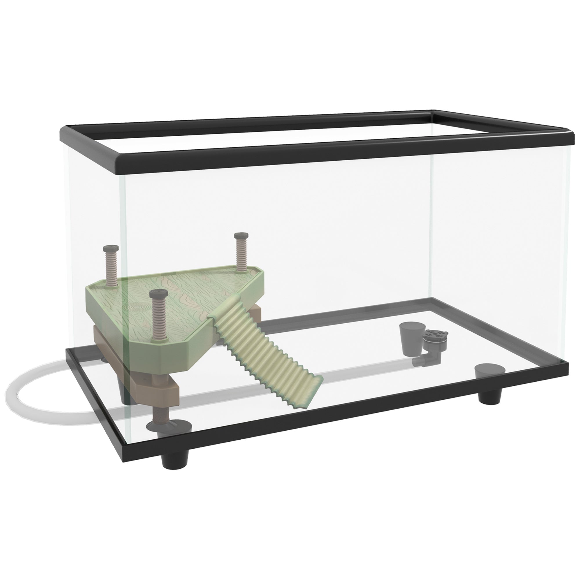 PawHut 28L Glass Turtle Tank Aquarium with Basking Platform, Easy-Drain, Strip Patch Thermometer