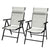 Outsunny Set of 2 Patio Folding Chairs w/ Adjustable Back, Garden Dining Chairs w/ Breathable Mesh Fabric Padded Seat, Backrest, Headrest, Light Grey