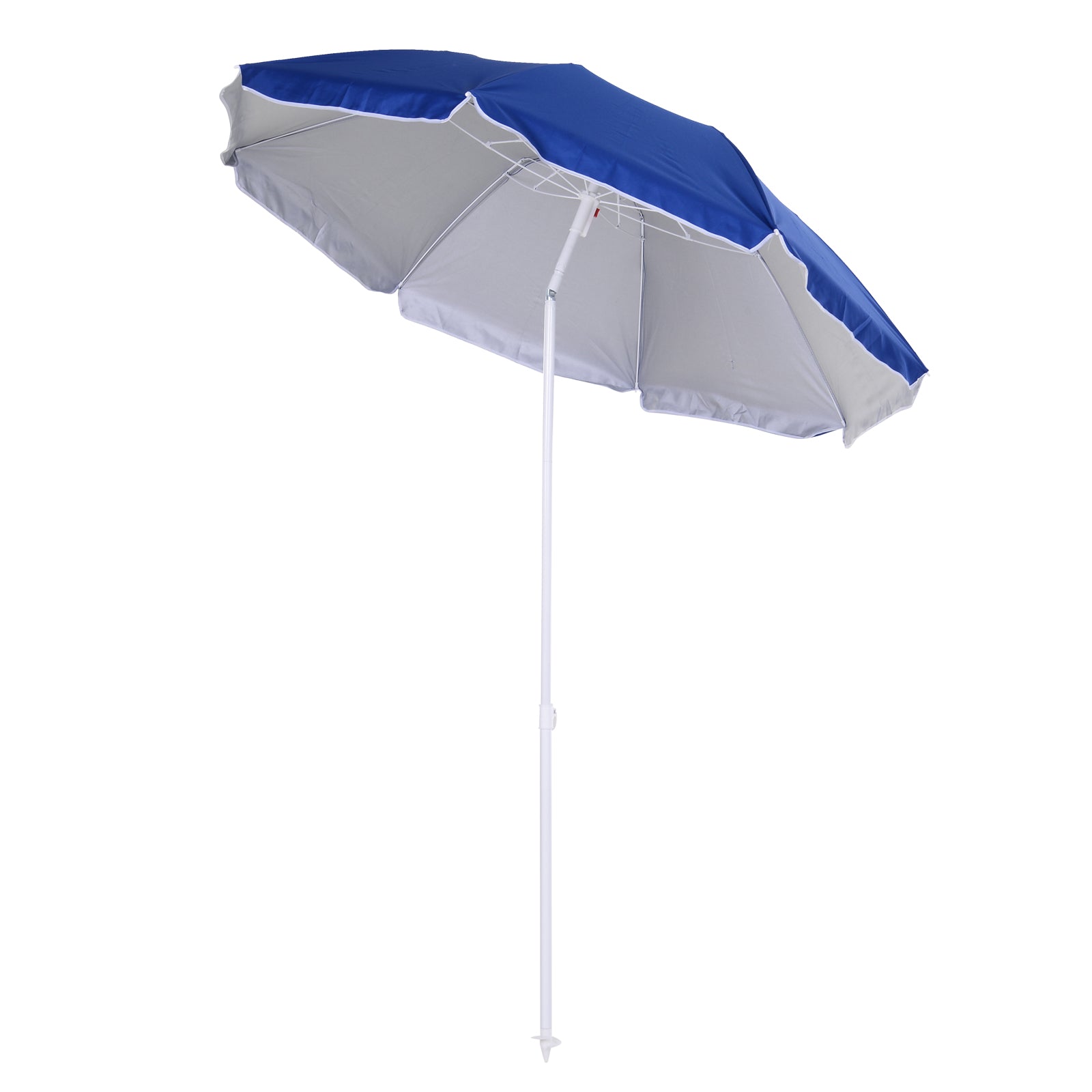 Outsunny Tilted Beach Parasol, 1.7m x 2m, with Steel Frame for UV Protection, Easy to Adjust, Blue