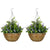 Outsunny 2 PCs Artificial Lisianthus Flower Hanging Planter with Basket for Indoor Outdoor Decoration, Purple