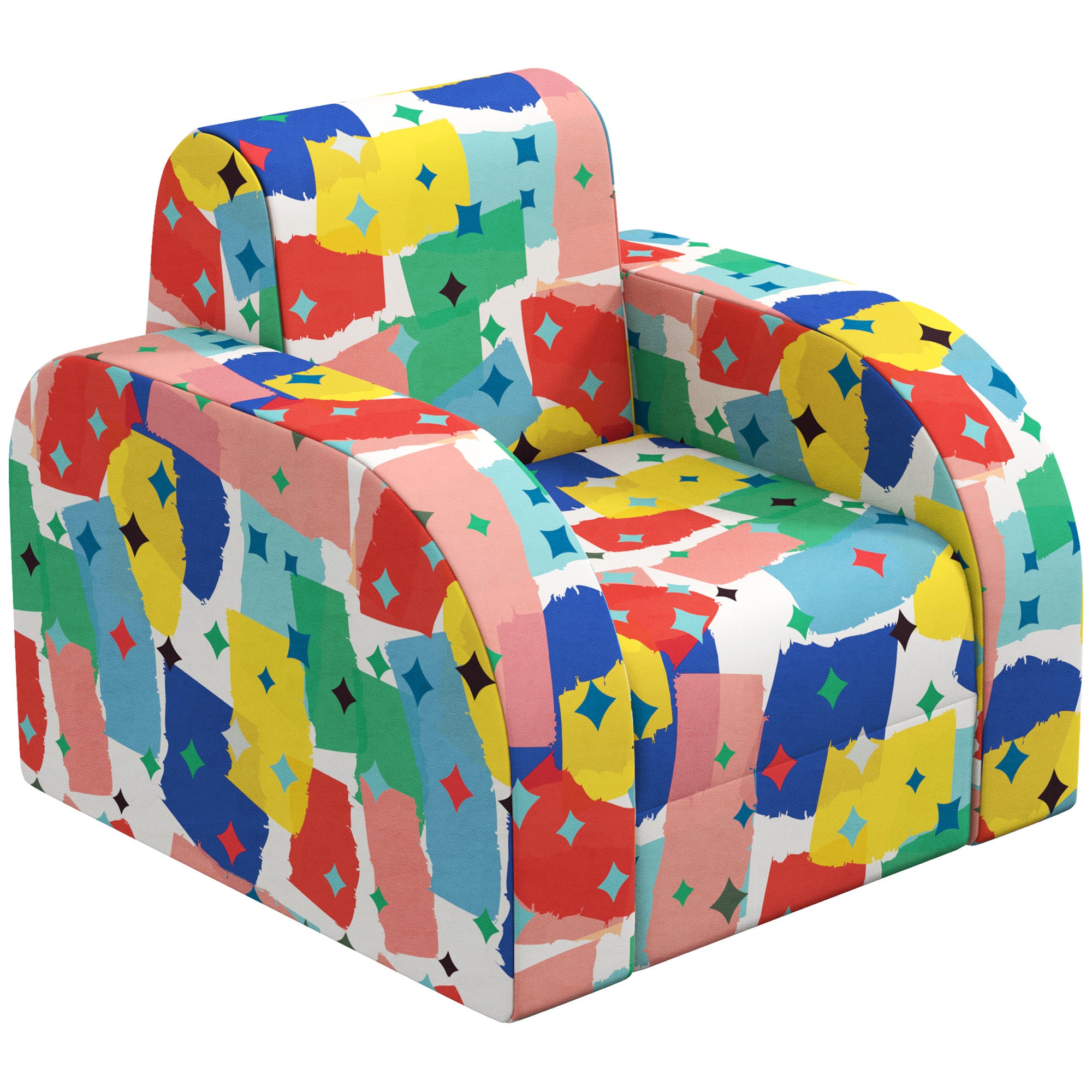 AIYAPLAY Foldable Toddler Chair Soft Snuggle Sponge Filled for Bedroom Playroom, Aged 18 Months to 3 Years - Multicoloured