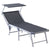 Outsunny Garden Sun Lounger Texteline Chaise Lounge Reclining Chair with Canopy Adjustable Backrest Bed Aluminium Frame - Grey