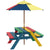 Outsunny Wooden Kids Table and Chair Set with Removable Parasol, for Ages 3-6 Years - Multicoloured