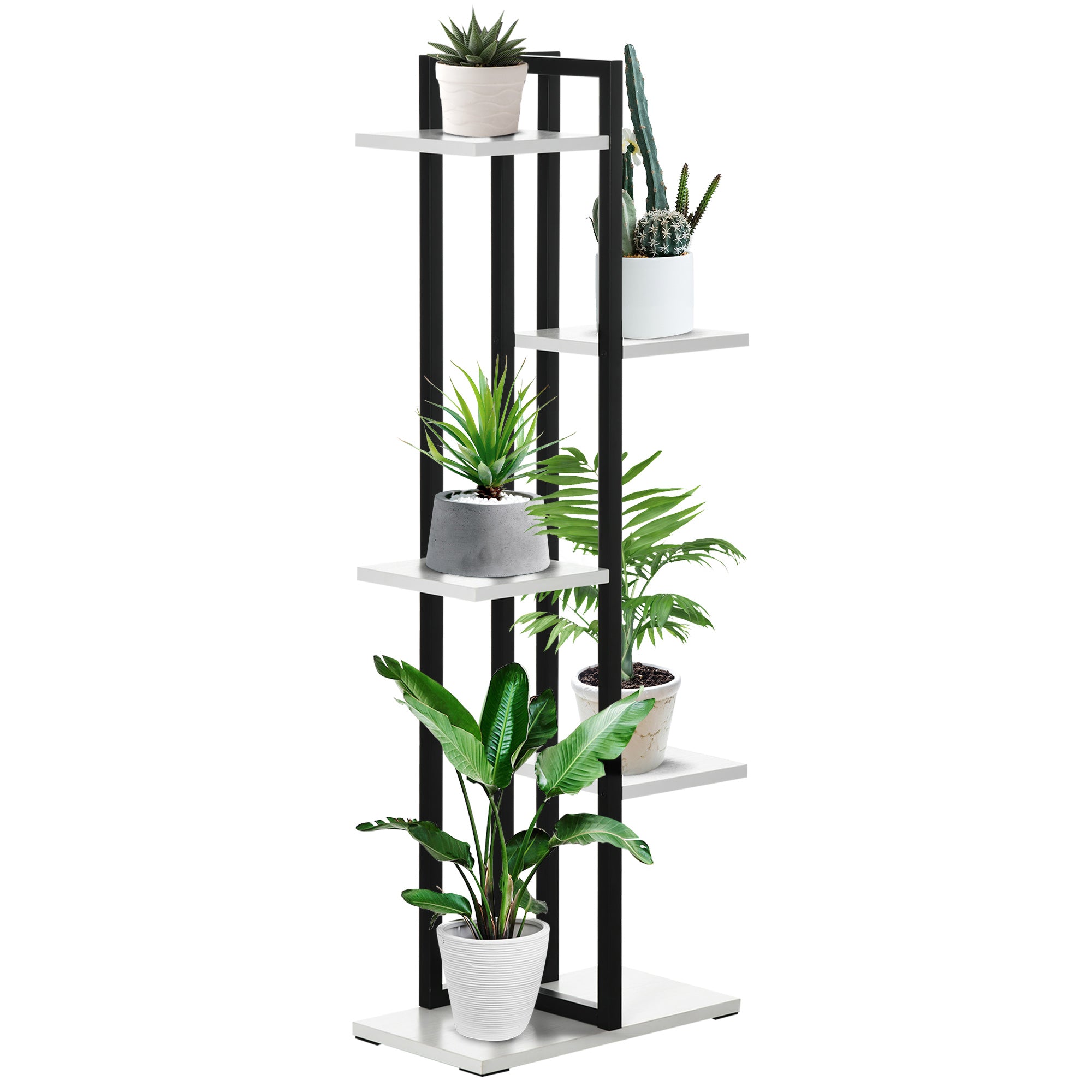 Outsunny 5 Tiered Plant Stand, Corner Plant Shelf, Flower Pot Holder Storage Organizer for Indoor Outdoor Porch Balcony Living Room Bedroom