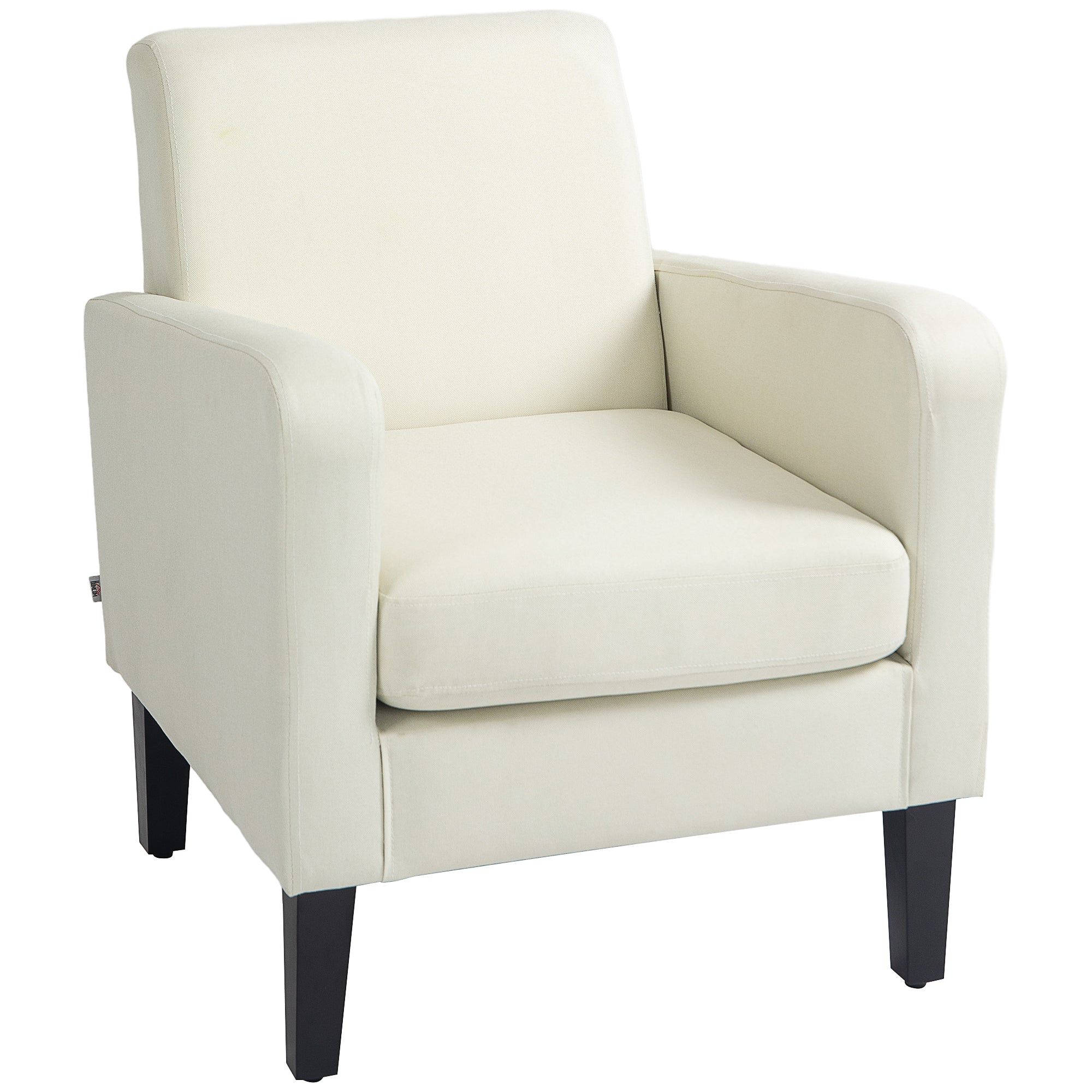 HOMCOM Modern Accent Chair, Occasional Chair with Rubber Wood Legs for Living Room, Bedroom, Cream White