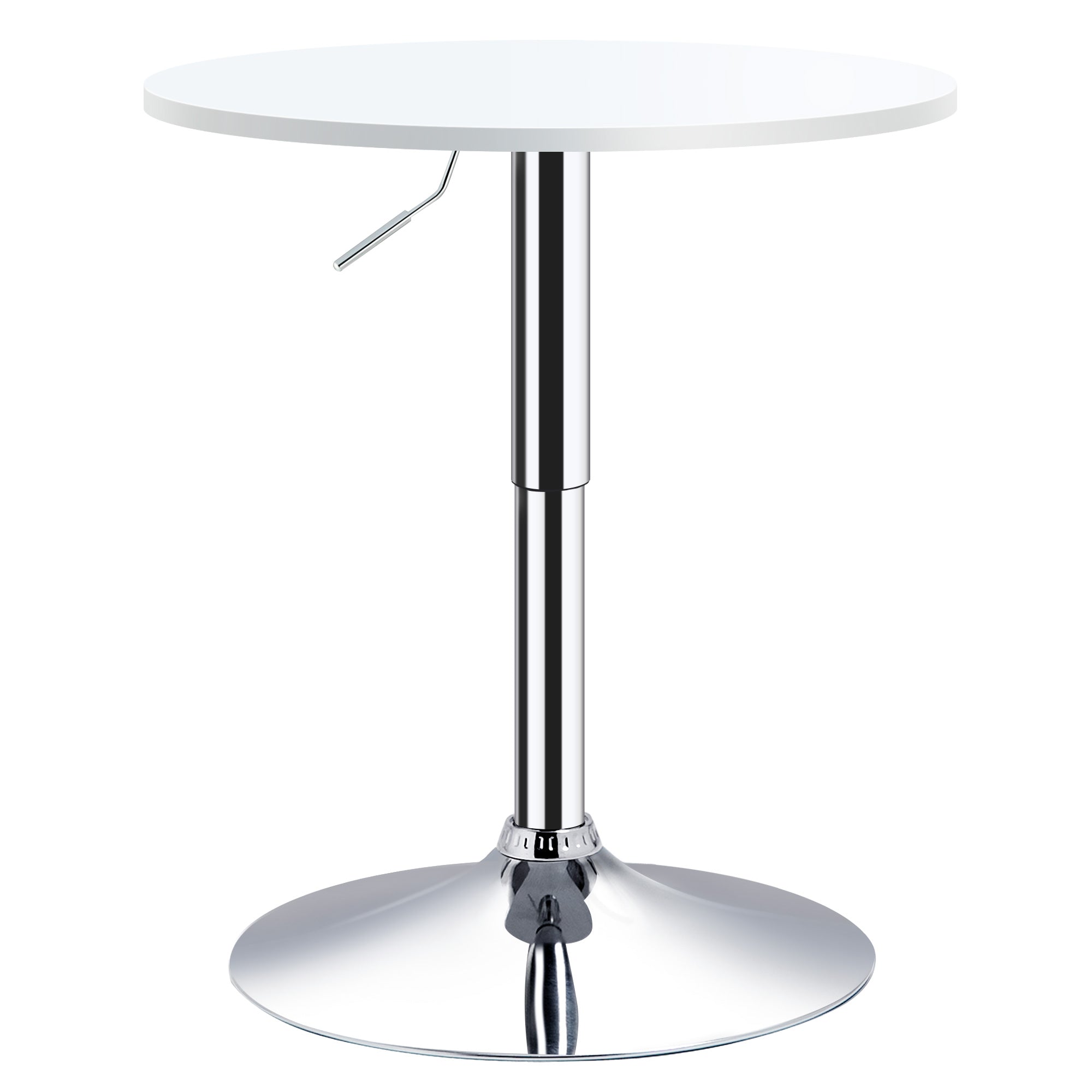 HOMCOM Adjustable Bar Table, 妗?0cm, Round Bistro Table with Swivel Top, Metal Frame, Stylish for Kitchen, White