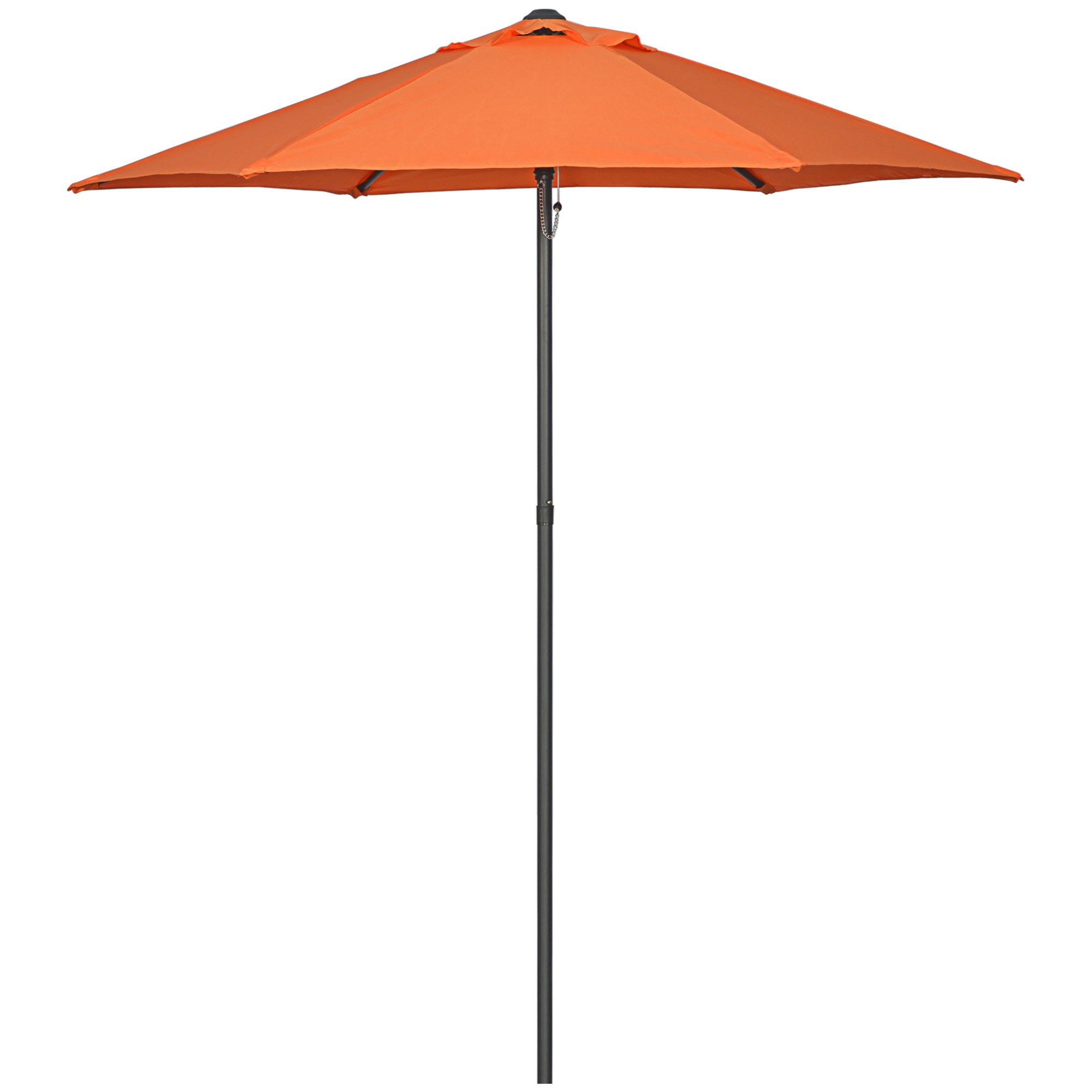 Outsunny Patio Parasol, 2m Outdoor Sun Shade with 6 Ribs for Garden, Balcony, Bench, Orange