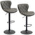 HOMCOM Adjustable Height Bar Stools Set of 2, Swivel Barstools with Backrest and Footrest, Steel Frame Diamond Pattern PU, Kitchen Dining, Dark Grey