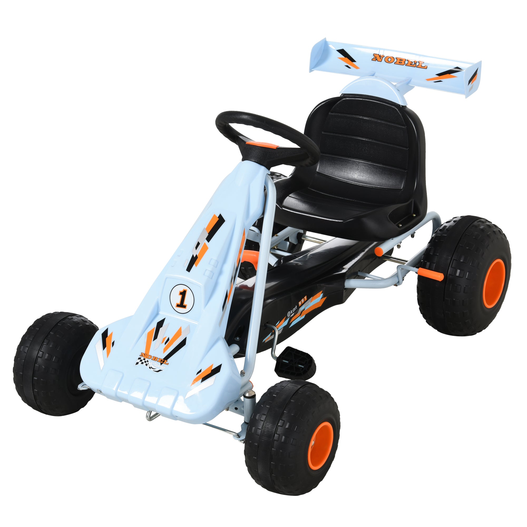 HOMCOM Kids Adjustable Seat PP Pedal Go-Kart Blue/Orange