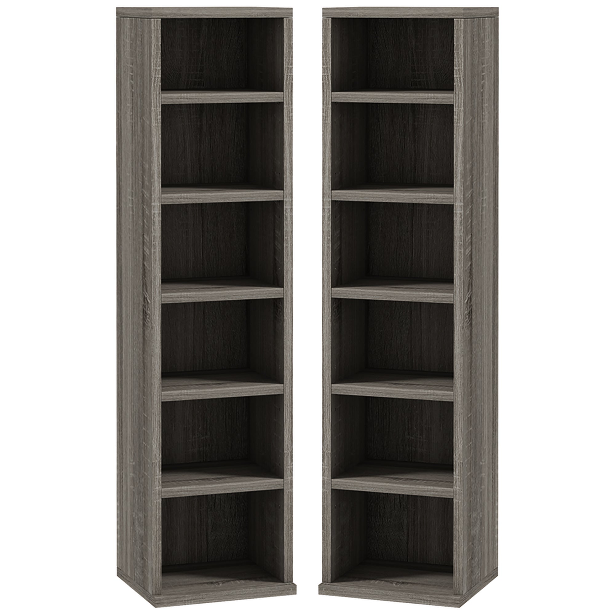 HOMCOM CD Media Display Shelf Unit Tower Rack with Adjustable Shelves, Set of 2